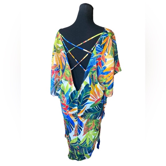 Kona Sol Tropical Swim Coverup with Strappy Back Womens Size XL NWOT Beach - Picture 4 of 10